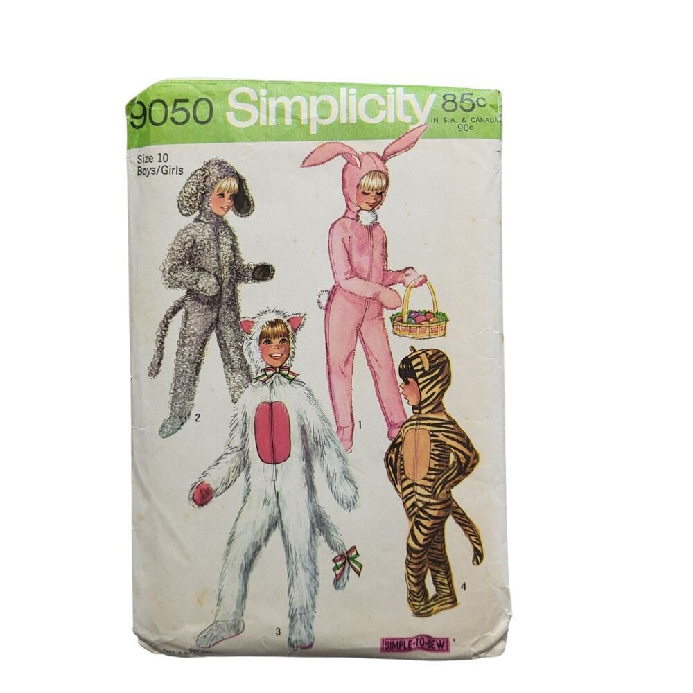 VGT Simplicity Sewing Pattern Child's Halloween Costumes SZ 10 Bunny Lamb Kitten